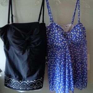 2 GENTLY WORN SIZE 16 CROFT & BARROW TANKINI TOPS